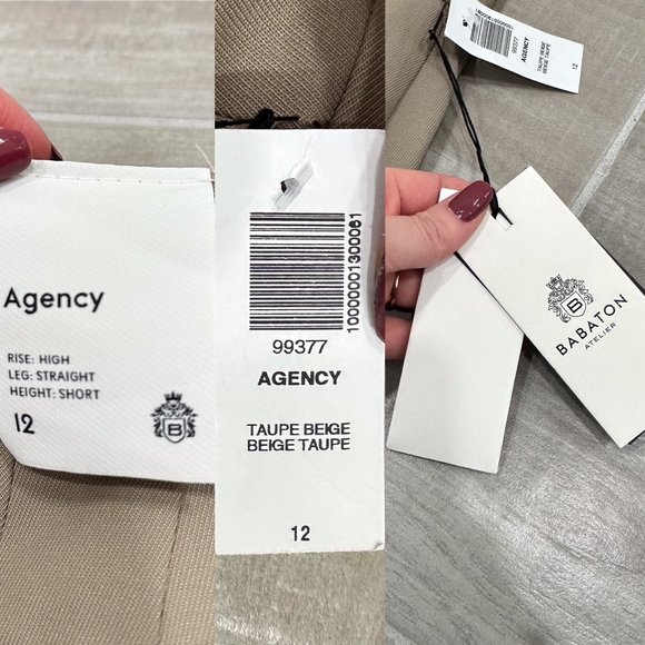 Aritzia Babaton Agency High-Rise Wool Twill Trousers Pants in Taupe Beige Sz 12S - Picture 4 of 16